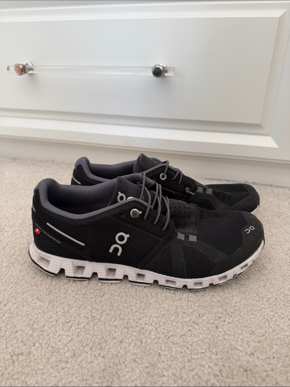 On Running Kids Black and Gray Cloud Sneakers